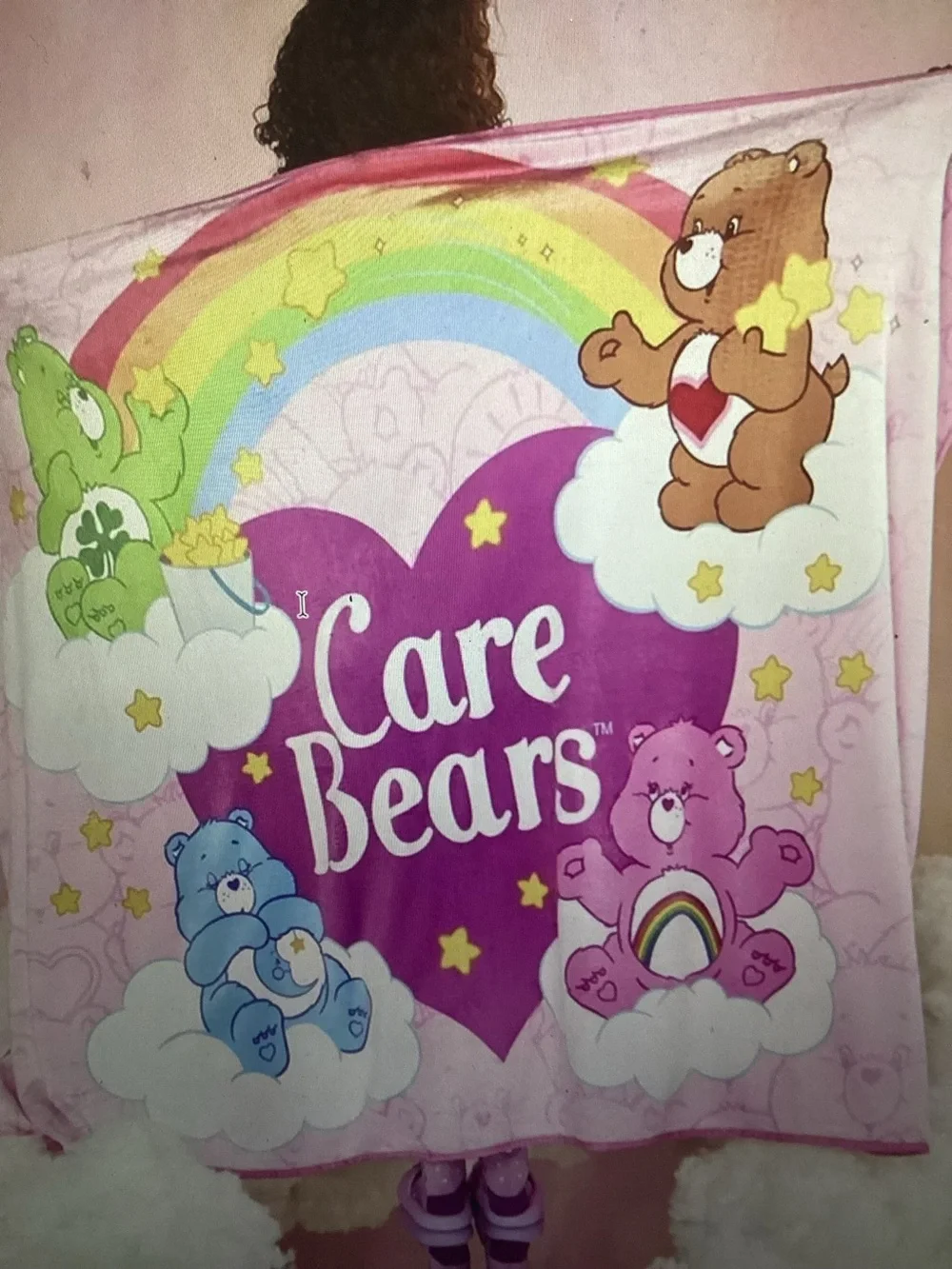 NIP SHEIN X Care Bears Pink Fleece Blanket 130x150